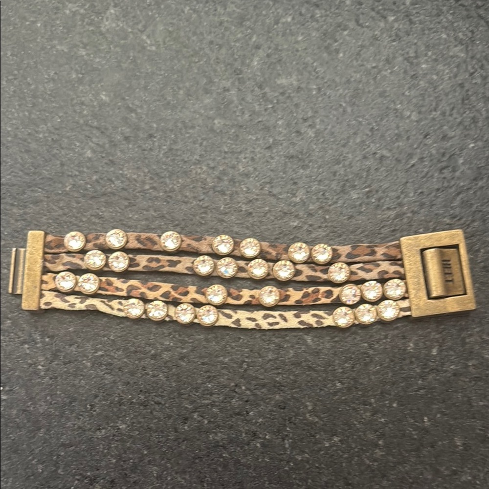 HEET Rockstar Leopard Print Gold Bracelet